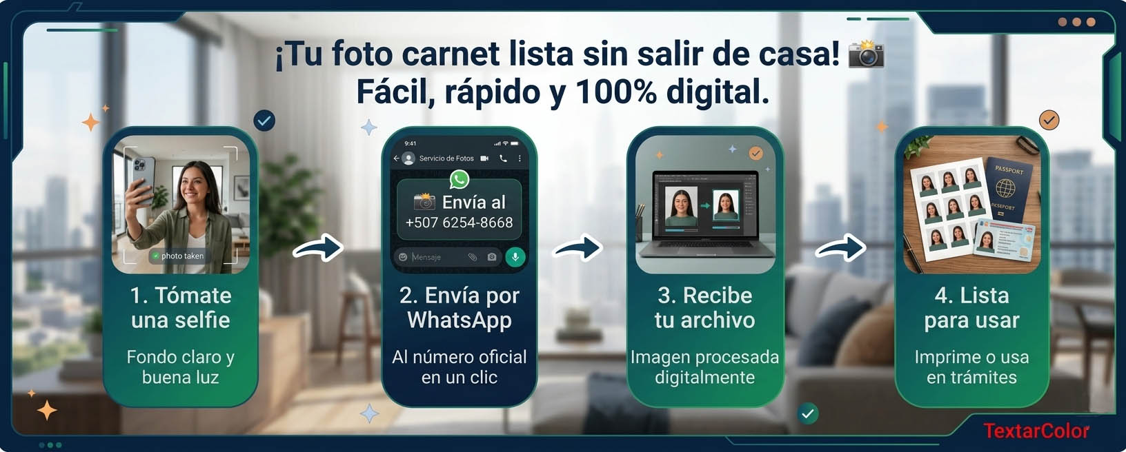 Foto carnet lista sin salir de casa, envía tu selfie por WhatsApp